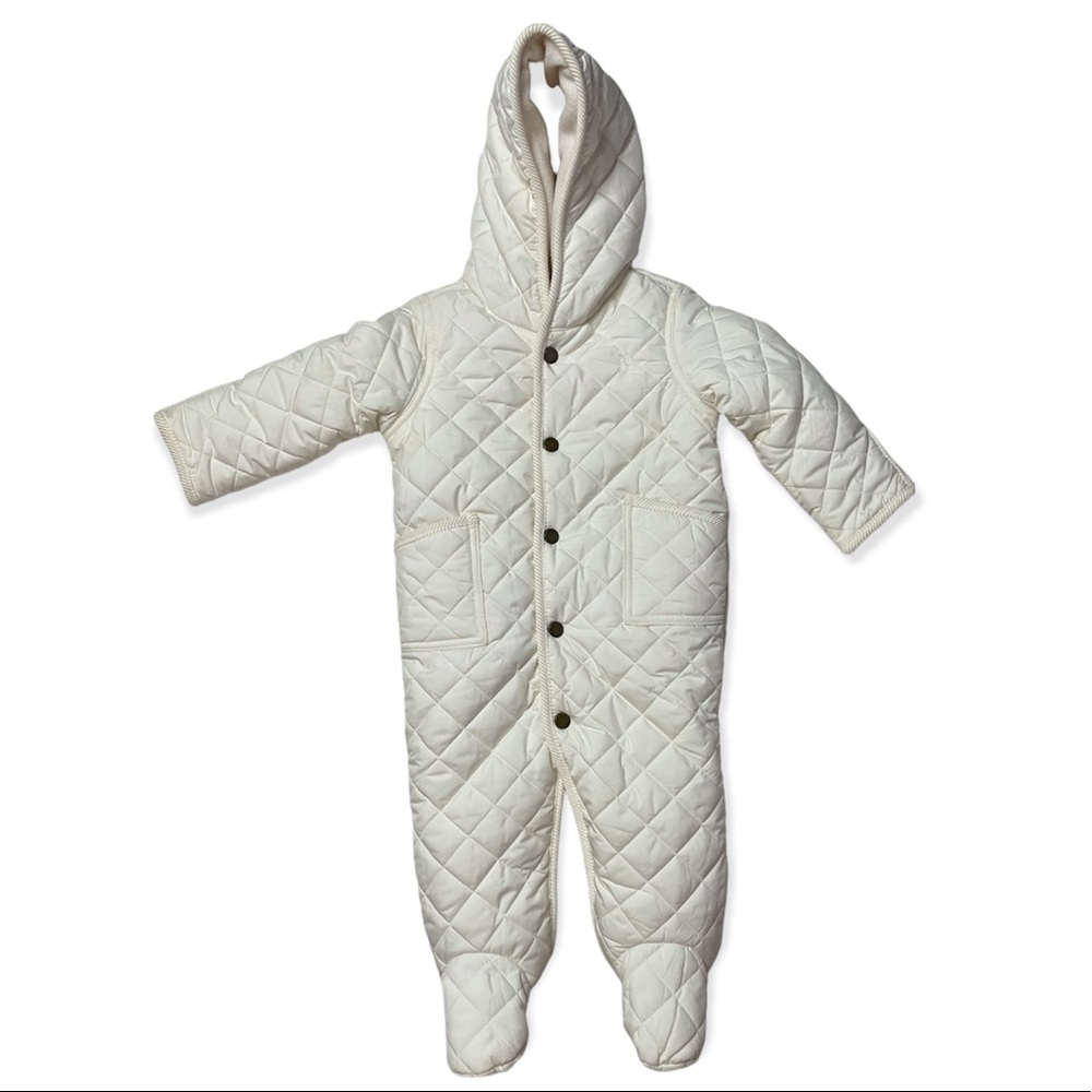 Ralph Lauren Cream Quilted Winter Baby Bunting Snowsuit Fleece Lined 9 Months